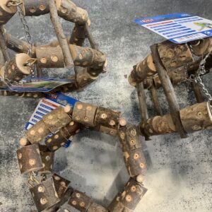 Klauterrek met ketting, schorshout 11 ? 17 ? 11 cm